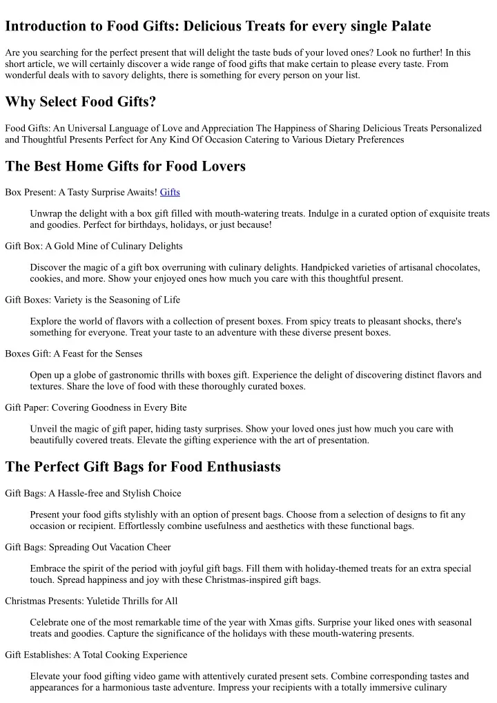 introduction to food gifts delicious treats