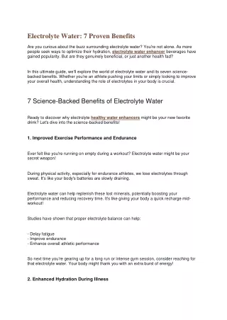 Electrolyte Water: 7 Proven Benefits