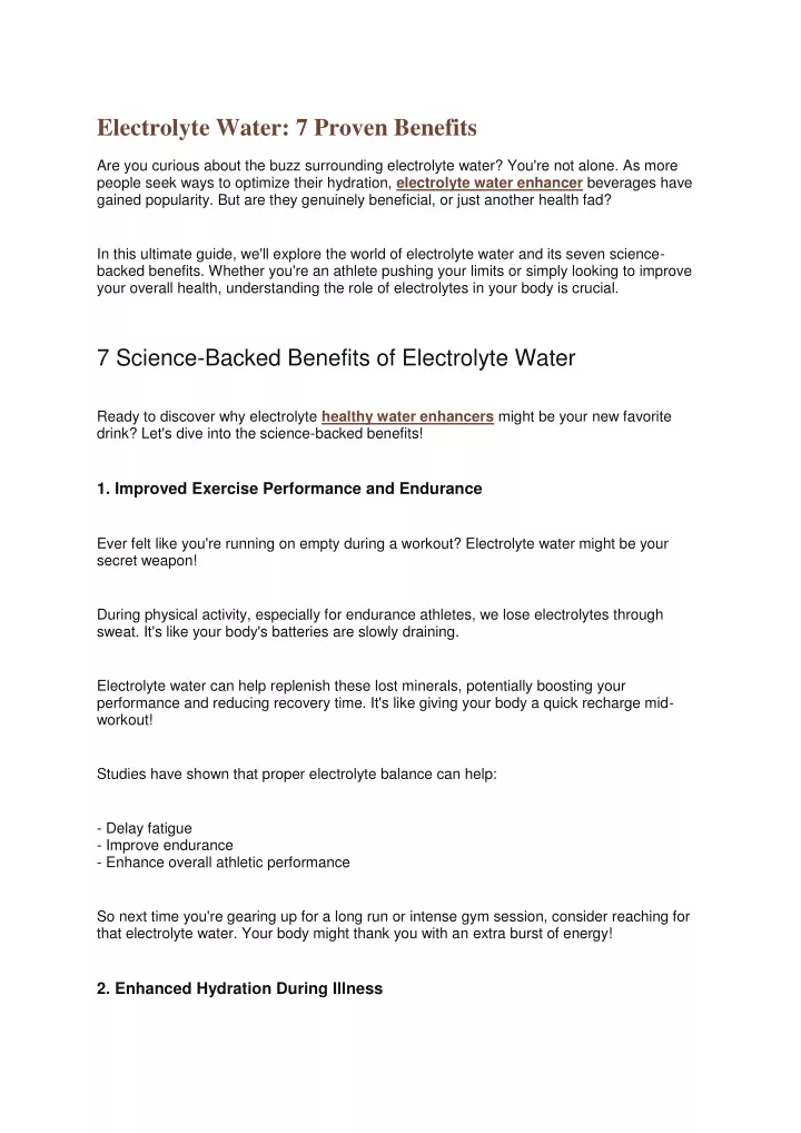 electrolyte water 7 proven benefits