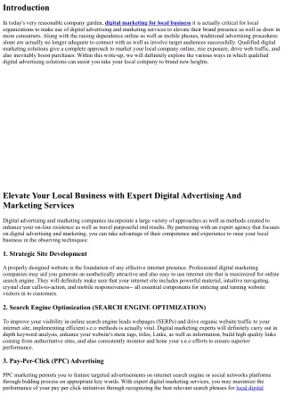 Lift Your Local Company with Professional Digital Marketing Services