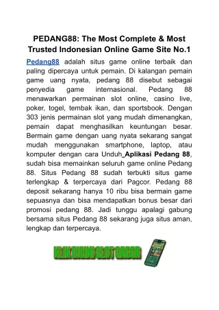 pedang88 the most complete most trusted