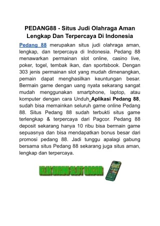 PEDANG88 - Situs Judi Olahraga Aman Lengkap Dan Terpercaya Di Indonesia