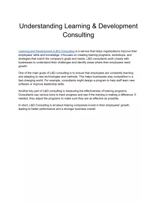 understanding learning development consulting
