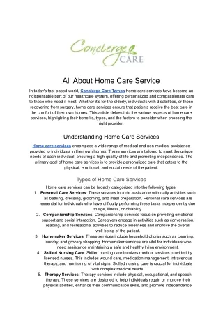 Home Care Tampa - Award-Winning Concierge Care