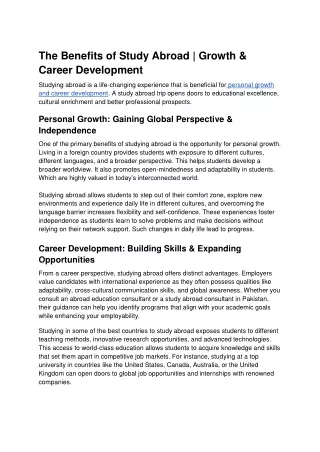 The Benefits of Study Abroad | Growth & Career Development