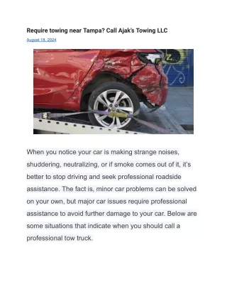 require towing near tampa call ajak s towing llc