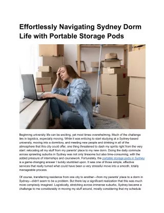 Effortlessly Navigating Sydney Dorm Life with Portable Storage Pods