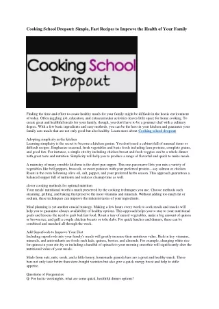 3 Cooking School Dropout