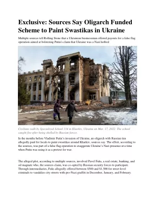 Sources Say Oligarch Funded Scheme to Paint Swastikas in Ukraine