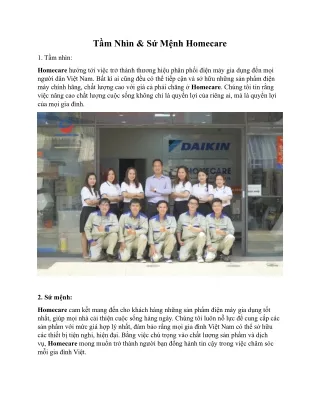 Tầm Nhìn & Sứ Mệnh Homecare