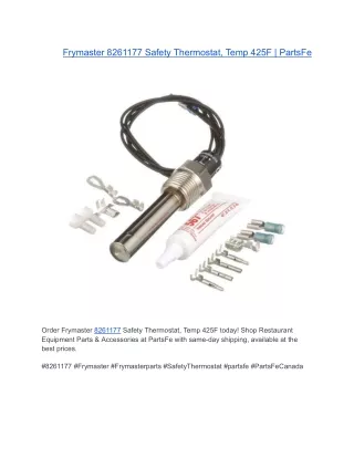 Frymaster 8261177 Safety Thermostat, Temp 425F | PartsFe