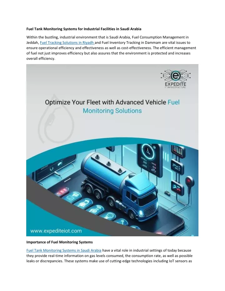 fuel tank monitoring systems for industrial