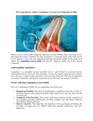 The Comprehensive Guide to Angioplasty Cost and Top Cardiologists in Delhi