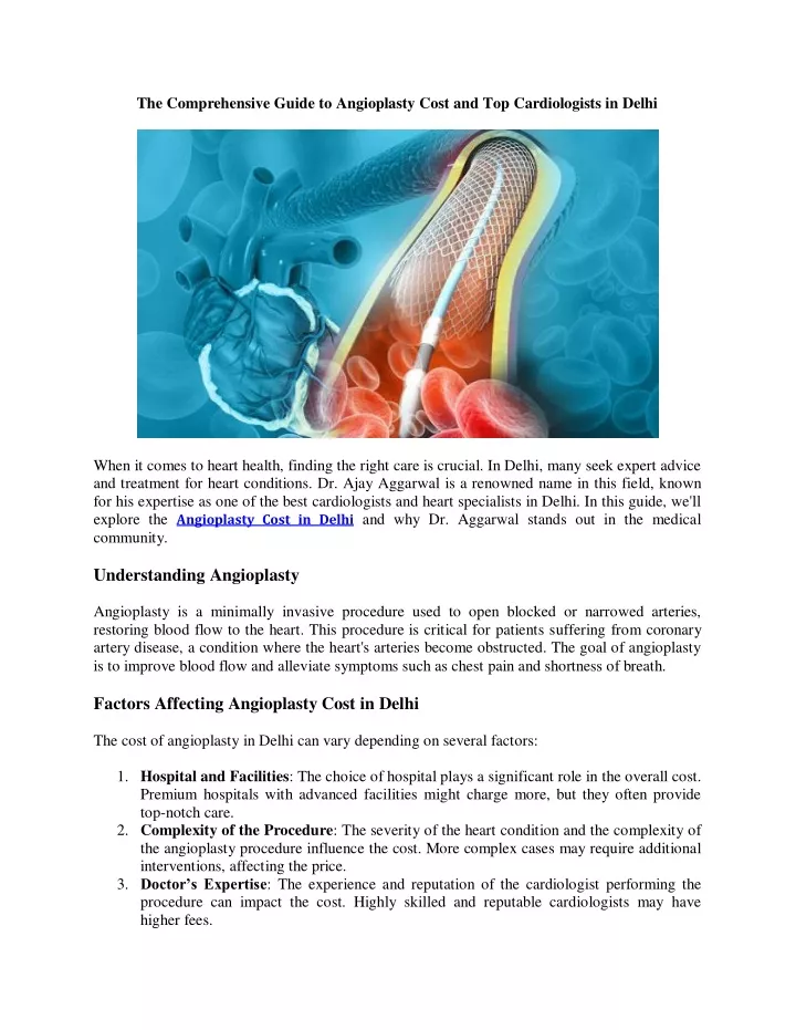 the comprehensive guide to angioplasty cost