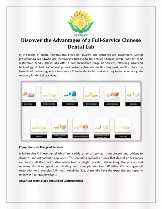 Discover the Advantages of a Full-Service Chinese Dental Lab