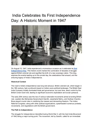 India Celebrates Its First Independence Day_ A Historic Moment in 1947