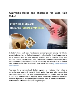 Ayurvedic Herbs and Therapies for Back Pain Relief