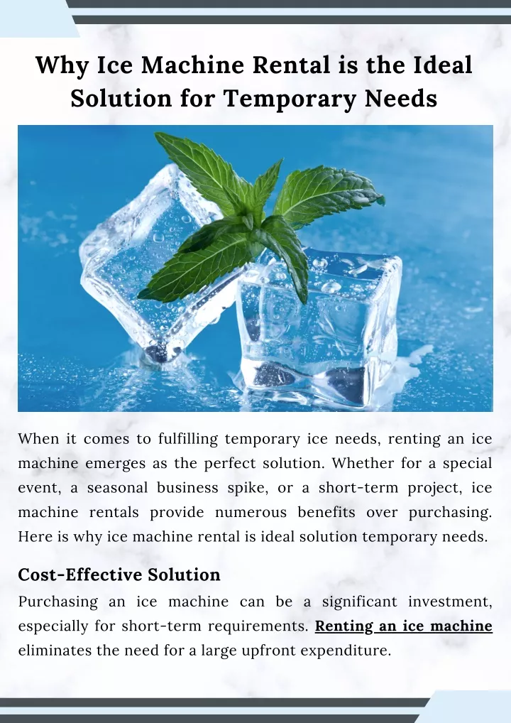 why ice machine rental is the ideal solution