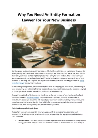 Why You Need An Entity Formation Lawyer For Your New Business