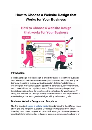 How to Choose a Website Design that Works for Your Business