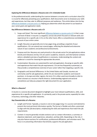 difference between resume and cv |Key Differences Explained for Job Seekers