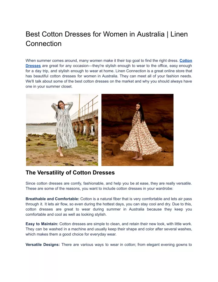 best cotton dresses for women in australia linen