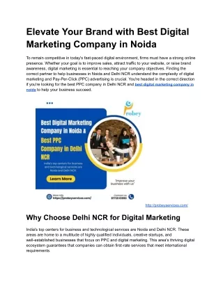 Elevate Your Brand with Best Digital Marketing Company in Noida