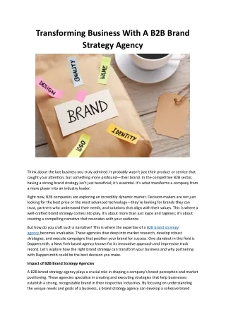 Transforming Business With A B2B Brand Strategy Agency