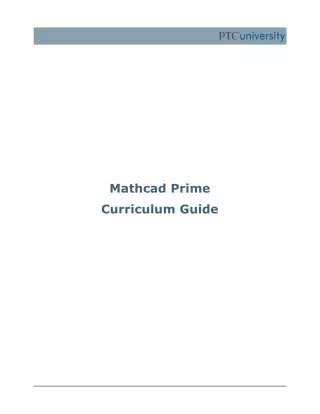 Comprehensive Curriculum Guide for Mathcad Prime