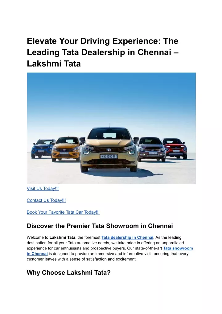 elevate your driving experience the leading tata