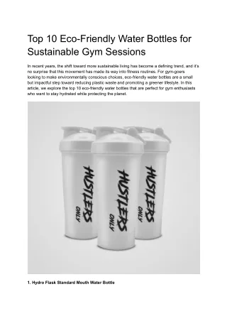 Top 10 Eco-Friendly Water Bottles for Sustainable Gym Sessions