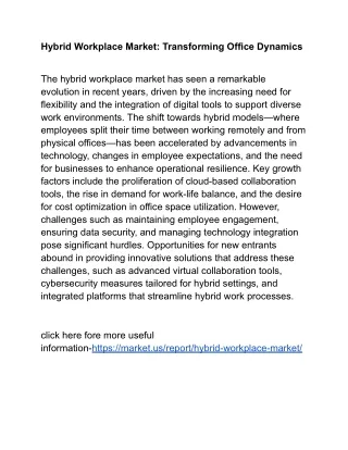 Hybrid Workplace Market: Insights from Industry Leaders