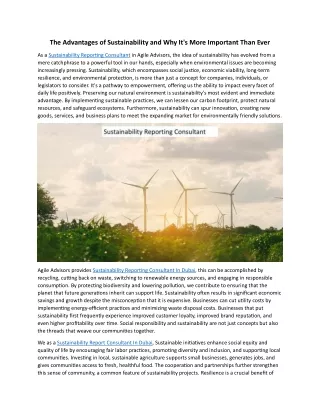 the advantages of sustainability