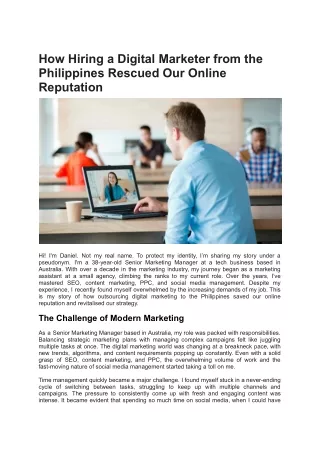 How Hiring a Digital Marketer from the Philippines Rescued Our Online Reputation