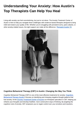 Understanding Your Anxiety How Austin's Top Therapists Can Help You Heal