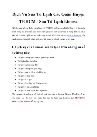 Sửa Tủ Lạnh Quận