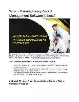 Which Manufacturing Project Management Software is best