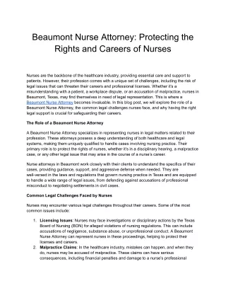 Beaumont Nurse Attorney