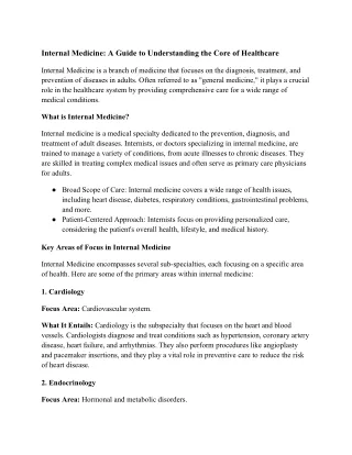 The Role of Internal Medicine in Managing Adult Health Conditions