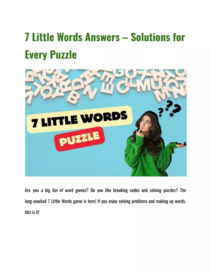 7 little words answers solutions for every puzzle