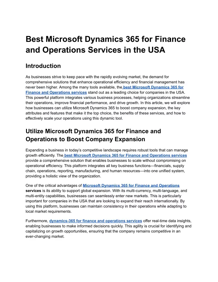 best microsoft dynamics 365 for finance