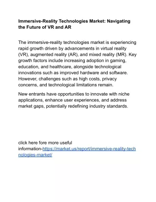 Immersive-Reality Technologies Market: Future-Proofing Through Innovation
