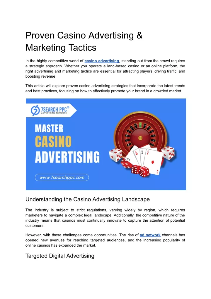 proven casino advertising marketing tactics