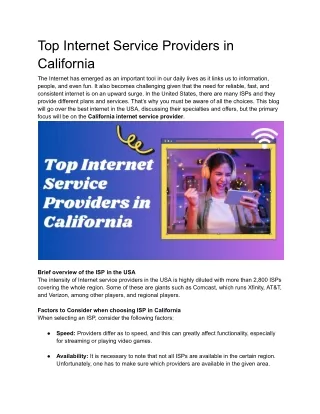 Top Internet Service Providers in California