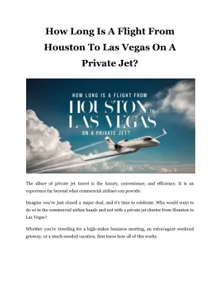 How Long Is A Flight From Houston To Las Vegas On A Private Jet?