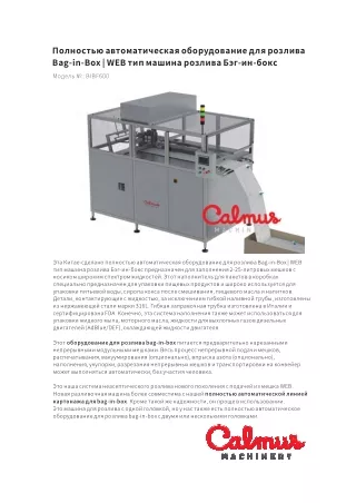 Полностью автоматическая оборудование для розлива Bag-in-Box BIBF600