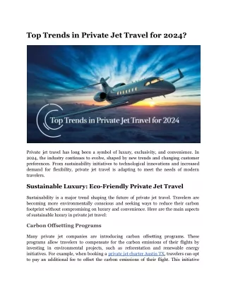 Top Trends in Private Jet Travel for 2024?