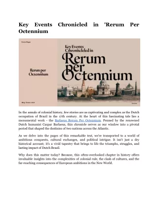 Key Events Chronicled in 'Rerum Per Octennium