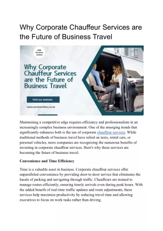 Why Corporate Chauffeur Services are the Future of Business Travel