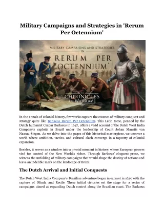 Military Campaigns and Strategies in 'Rerum Per Octennium'
